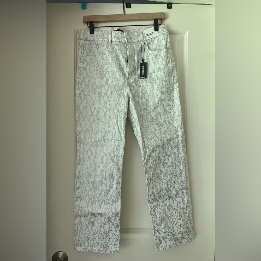 Express Snake Skin Pants NEW Metallic Silver size 10